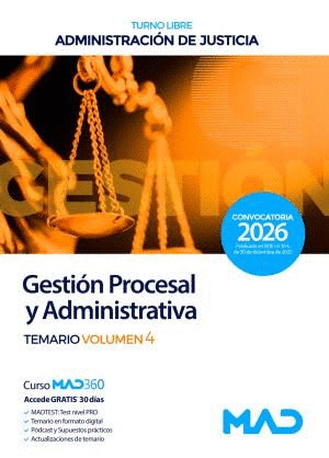 TEMARIO VOLUMEN 4 CUERPO DE GESTION PROCESAL Y ADMINISTRATIVA